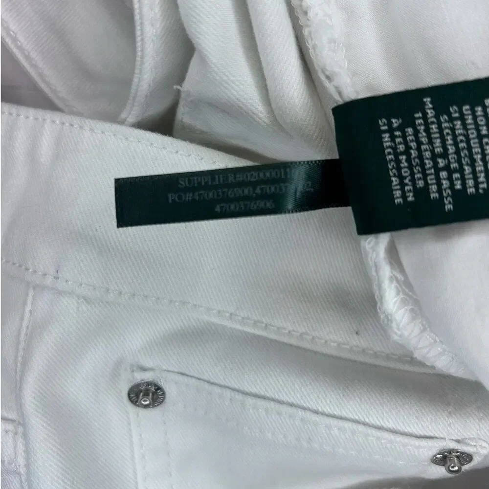 Lauren Ralph Lauren Womens Plus Premiere Cropped Skinny Zipper Ankle Jeans White
